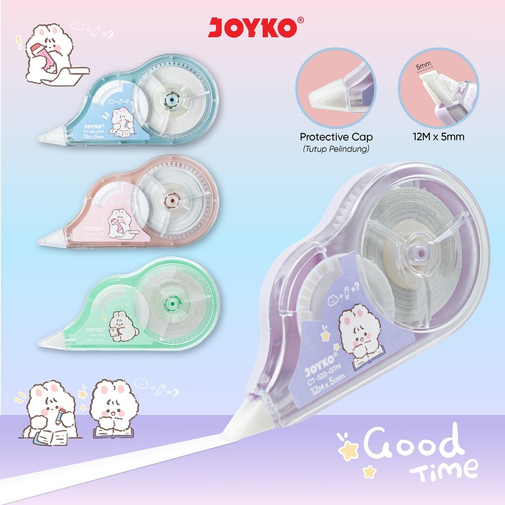 

Pita Koreksi Correction Tape Joyko CT-522-GTM Good Time - Tip x Tipex Stipo Kertas Joyko CT 522 GTM