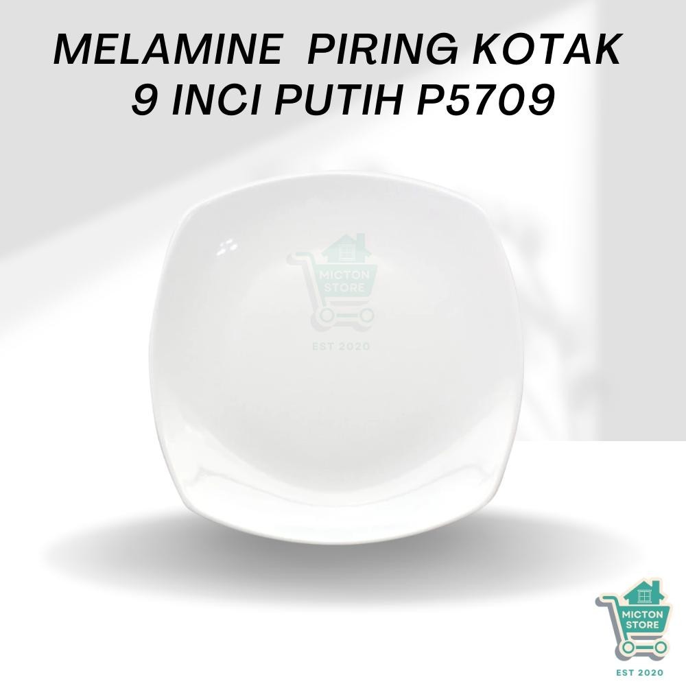 BEZTON Premium Piring Kotak 9 Inch P5709 Piring Kotak Melamin Piring Persegi Melamin Wadah Makan Kot