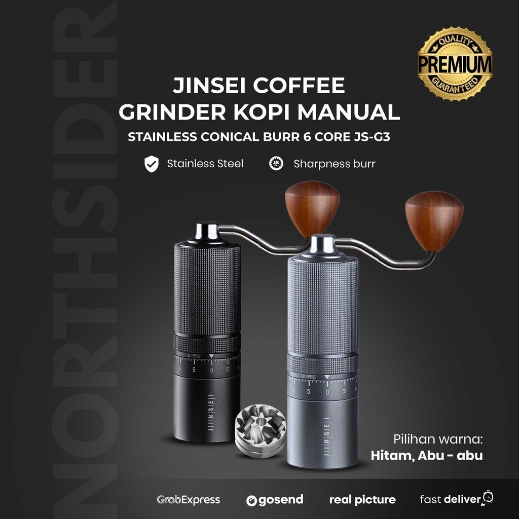 Jinsei Coffee Grinder Kopi Manual Stainless Conical Burr 6 Core JS-G3