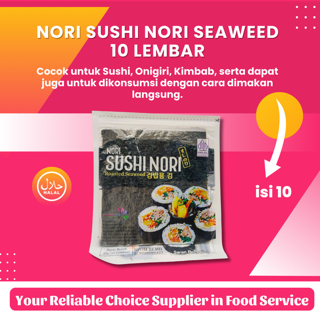 

Sushi Nori Seaweed Rumput Laut Panggang / Sushi Nori HALAL isi 10 Lembar