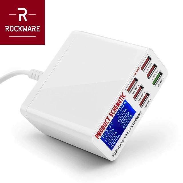 ROCKWARE WLX-896 - Fast Charger Station QC3.0 - 6 Port 40W 8A
