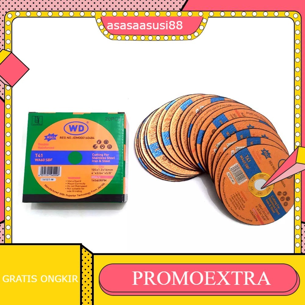 WD BATU POTONG WD 4 X 1.2 ( 1 DUS 10pcs ) MATA GERINDA CUTTING WHELL WD GERINDA GURINDA POTONG BATU