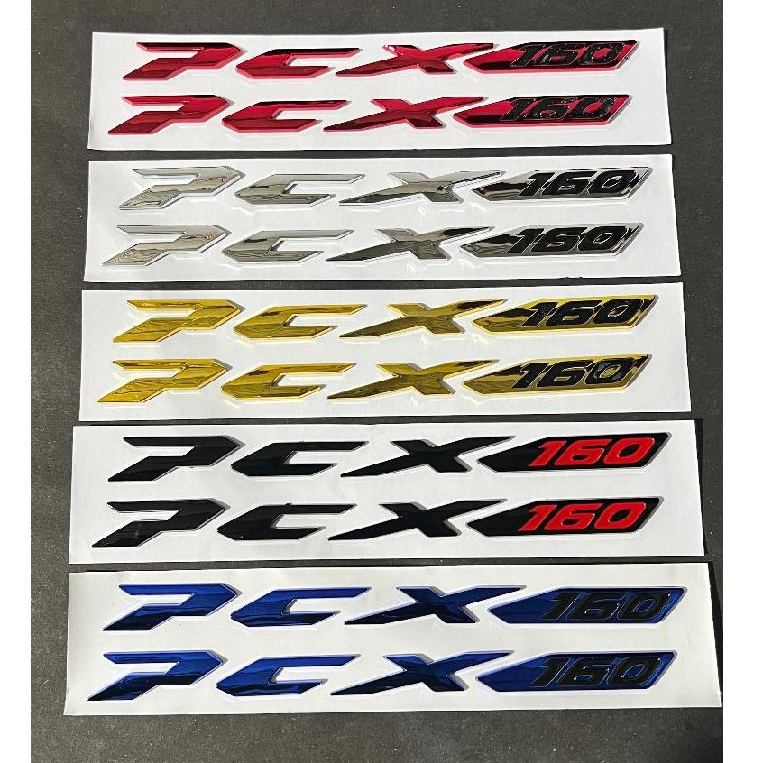 Emblem Honda PCX 160 sepasang 2pcs Warna Merah Silver Emas Hitam Dan Biru Bahan ABS Keras Bagus EMBL