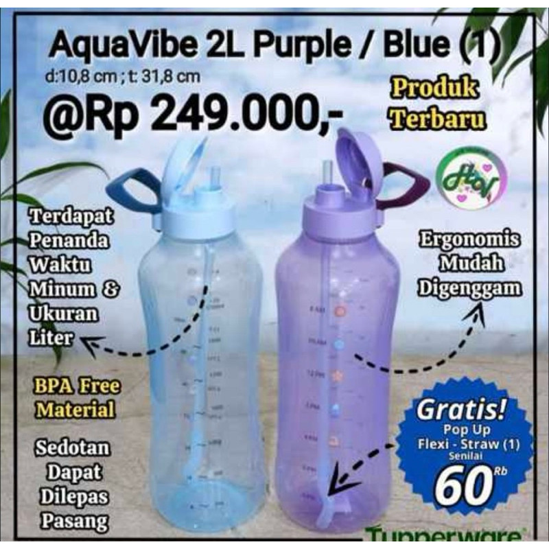 AquaVibe (Eco Botle 2L) Tupperware Tempat Minum