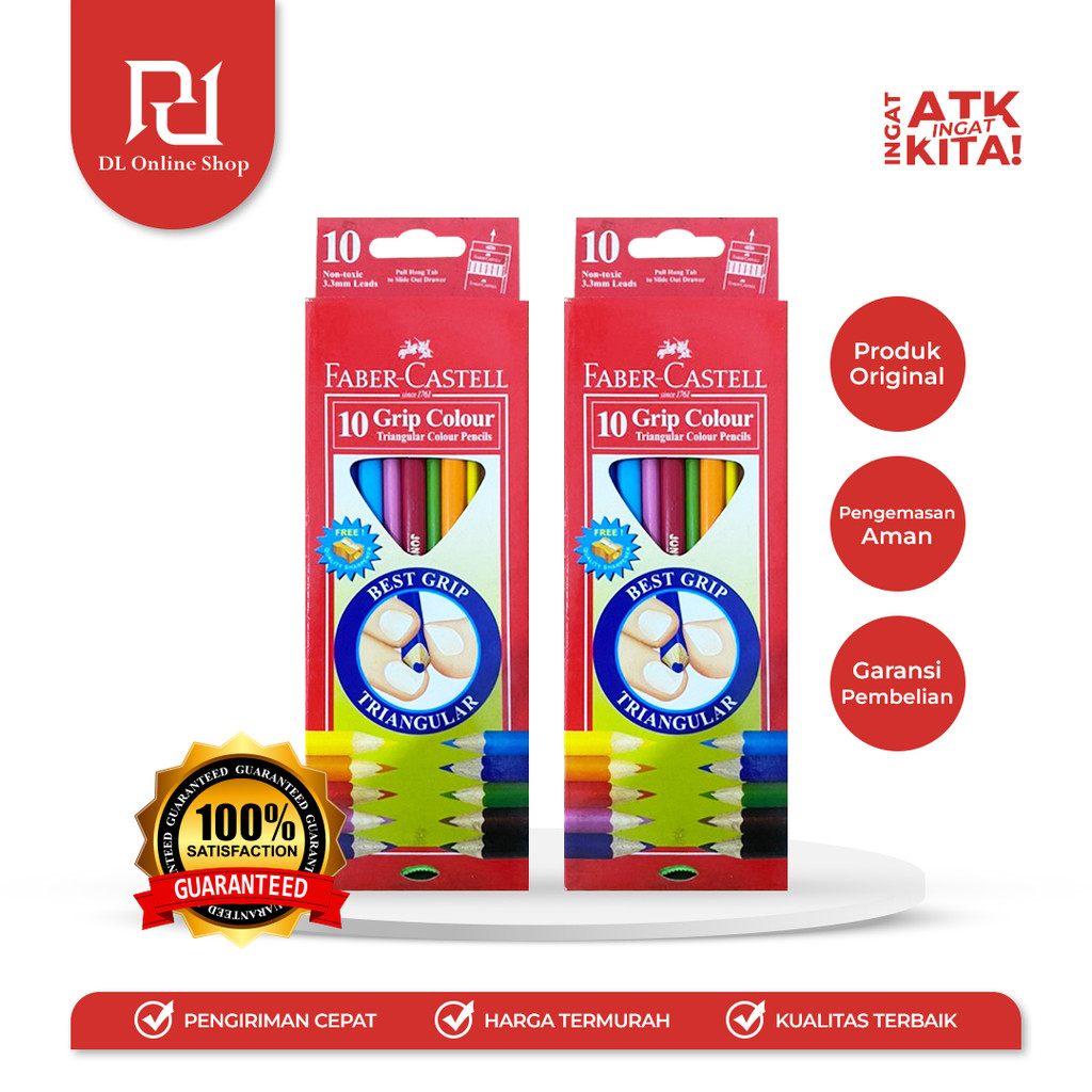 

FABER CASTELL PENSIL WARNA/ GRIP TRIANGULAR COLOR PENCIL 10 (1SET)