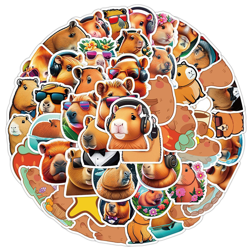 

10/30/50pcs Cute Animal Capybara Stickers Decoration Cartoon Decal DIY Notebook Suitcase Laptop Fun Waterproof Sticker Kid Toy