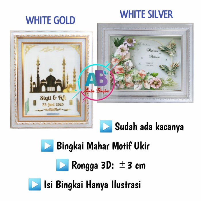 Pigura Mahar Pernikahan Bingkai Mahar 30x40 Ukir Klasik Rongga 3 cm - Full Gold, Mahar 30x40