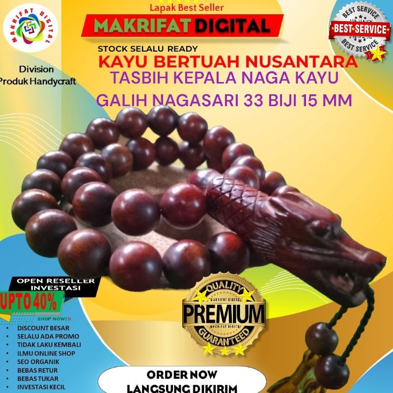 IMRON PRIBADI TASBIH KEPALA NAGA KAYU GALIH NAGASARI 33 BIJI 15 MM