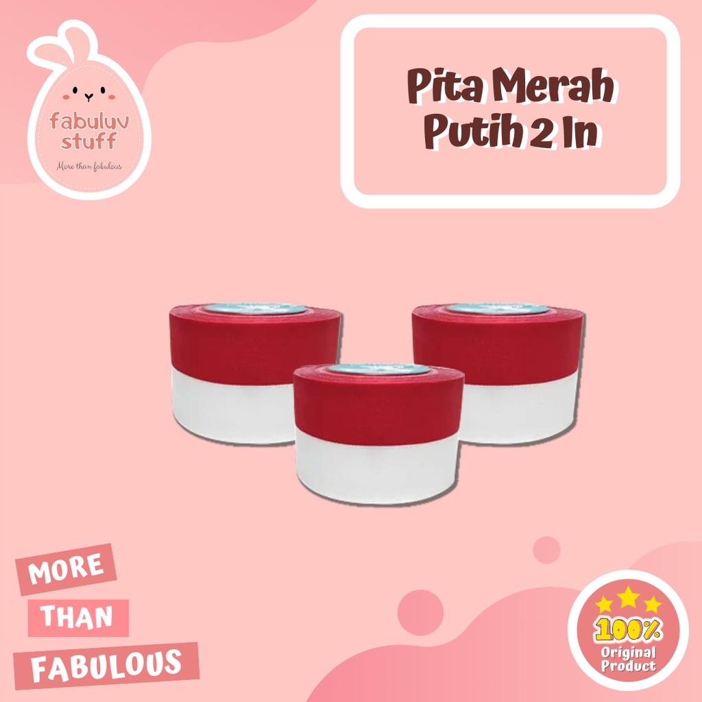 

ATK ~ Pita Merah Putih 2 in / Pita Satin Indonesia White Red