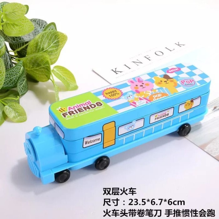 

[New Arrival]Best Tempat pensil kereta Disney pencil case Frozen tempat pensil anak - Blue Animal