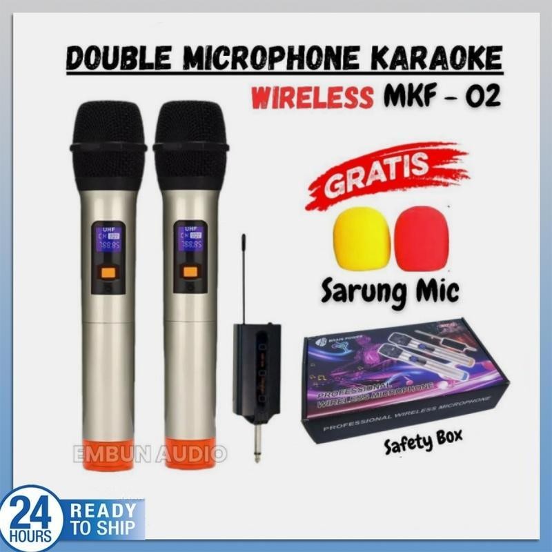 MKC KIMISO DOUBLE MIC Profesional Wireless Microphone  2 MIC KARAOKE TANPA KABEL brain power