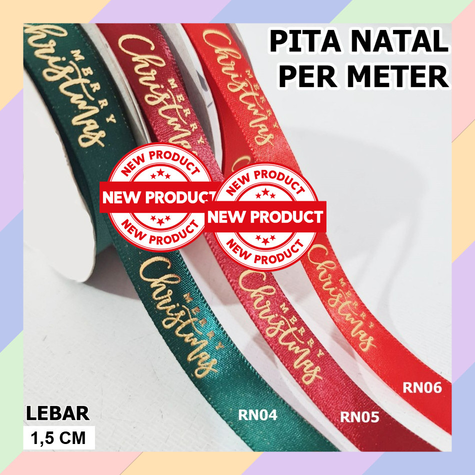 

YY08 Pita NATAL Satin 1,8 CM Kado Parcel Hampers Hiasan Cake Maroon Hijau 12A4