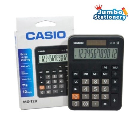 

Kalkulator Casio 12 digit MX 12B-BK daya baterai dan Tenaga surya original