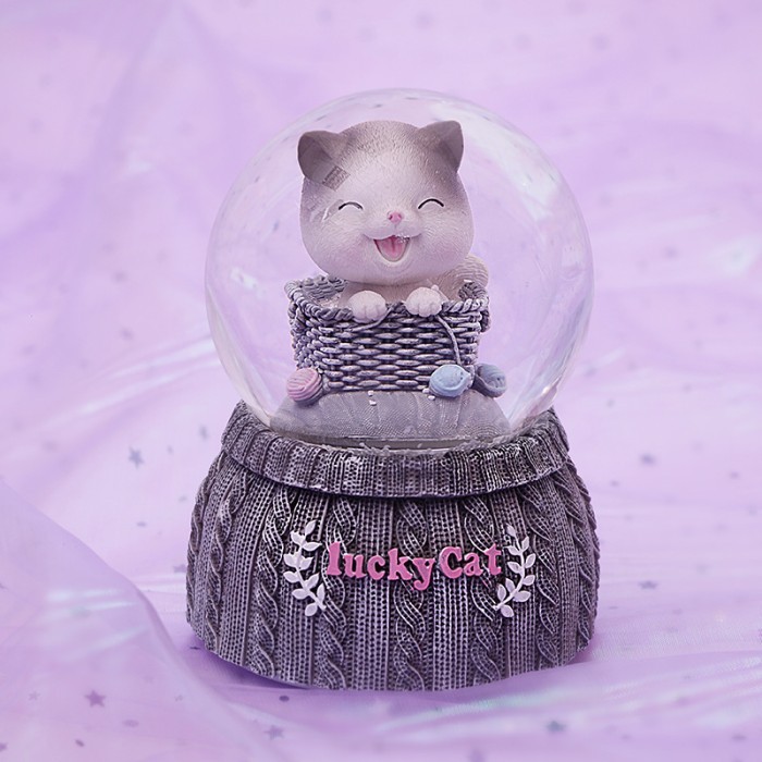 pajangan bola kristal salju lampu kamar hias snowball 3D MOTIF KUCING