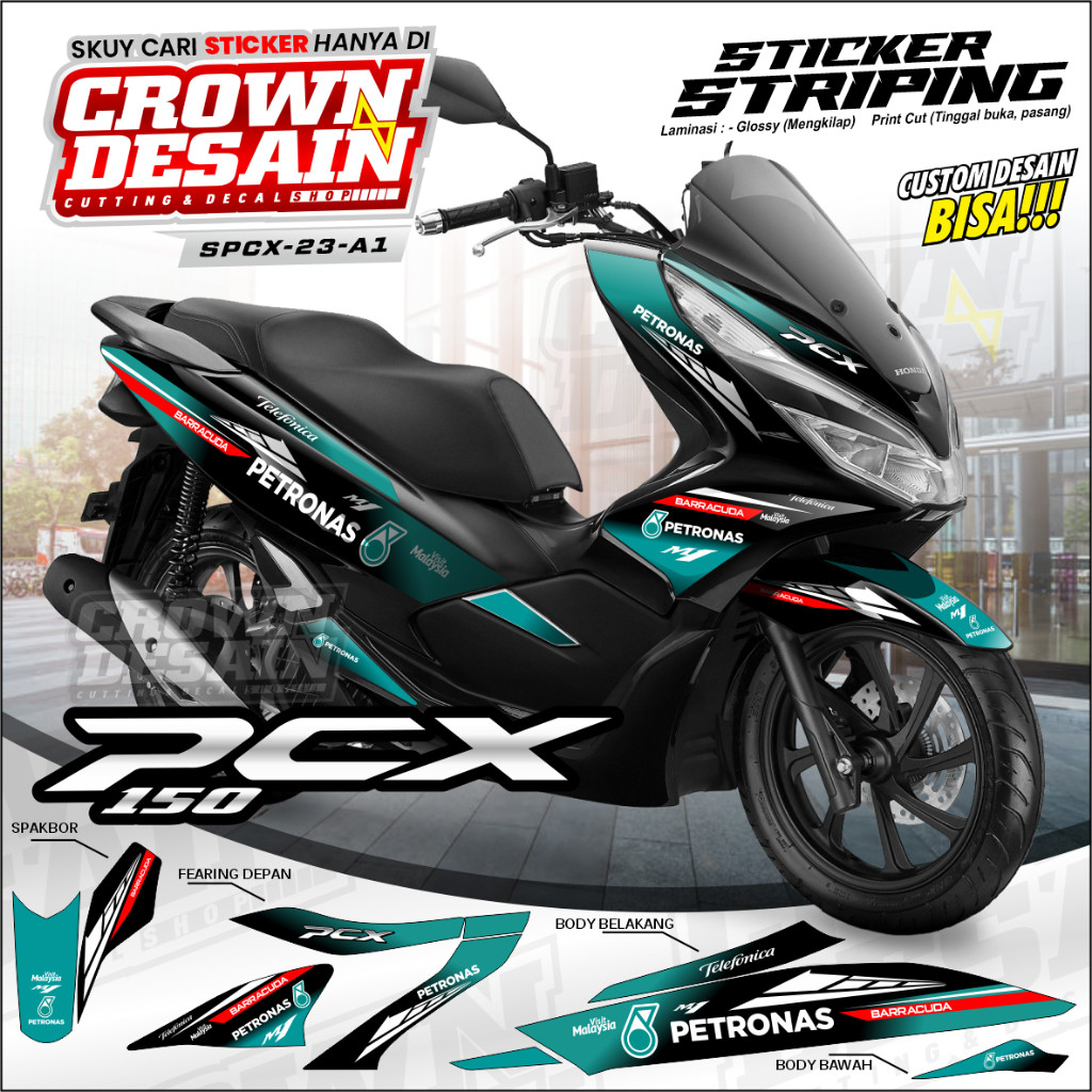 STRIPING STIKER HONDA PCX 150 DESAIN PETRONAS - STIKER STRIPING LIS PCX 150 VARIASI DESAIN - SPCX