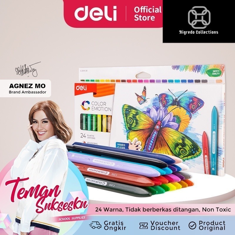 

Deli Krayon Sekolah 24 Warna Cerah Bentuk segitiga ergonomis tidak beracun EC20020
