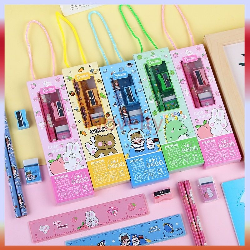 

Novelty Alat Tulis Set Alat Tulis 5-in-1/ Set Pensil Pola Kartun
