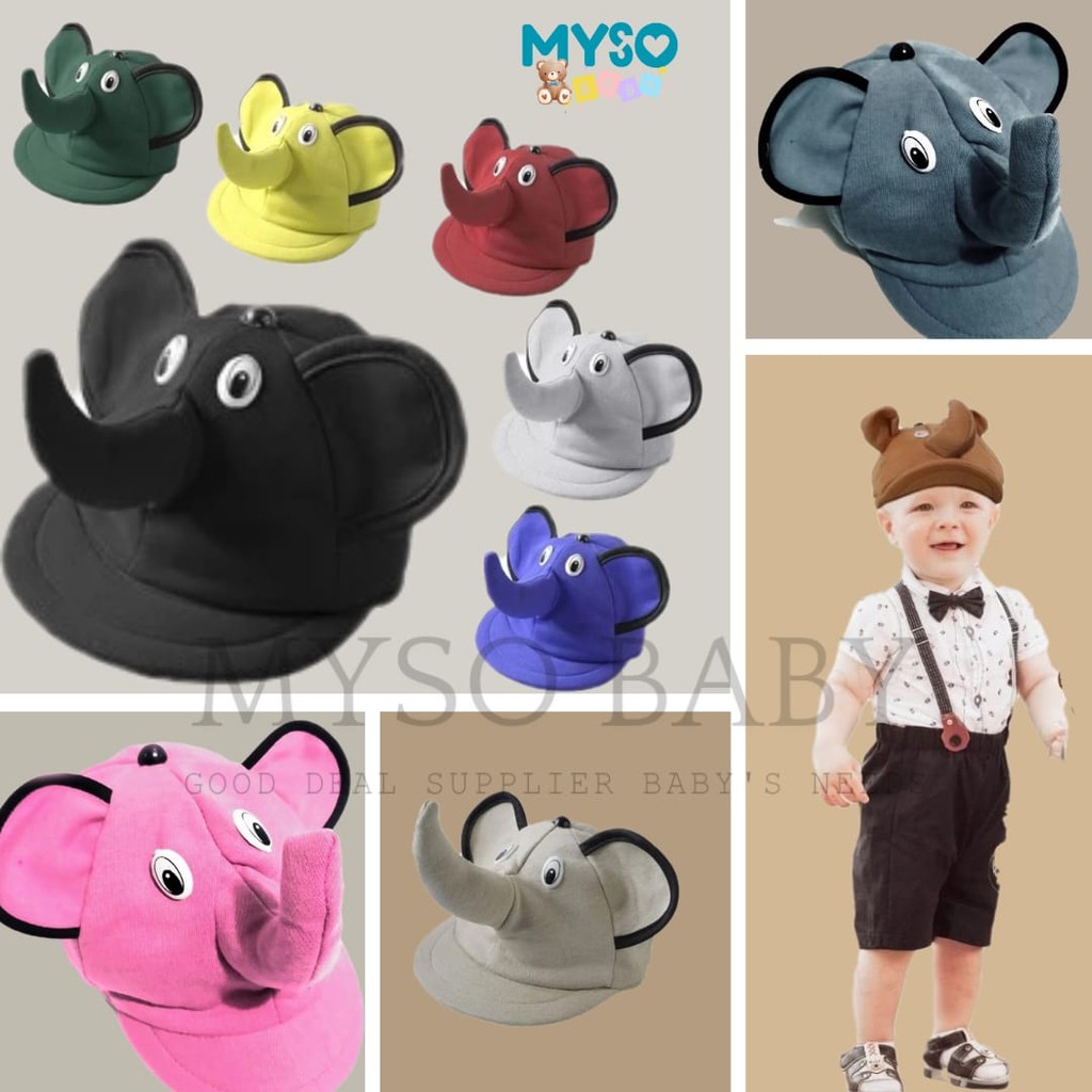 Topi anak karakter gajah lucu kids hat topi gajah anak unisex Topi baseball bayi