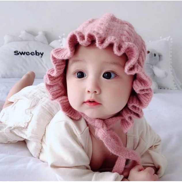 Topi Kupluk Rajut Anak Bayi Laki-laki 0 s/d 3 Tahun Perempuan Lucu Tebal Model Bonnet Cowok Cewek