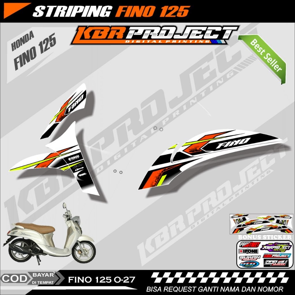 FINO 125 STIKER STRIPING PREMIUM MOTOR KEREN LIS VARIASI FINO 125 STIKER MOTOR YAMAHA DESAIN RACING