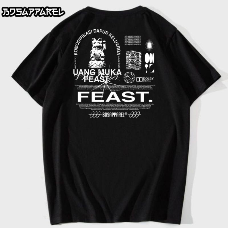 T-SHIRT KAOS DISTRO FEAST || UANG MUKA SELAMAT / SUKSES T-SHIRT BLACK