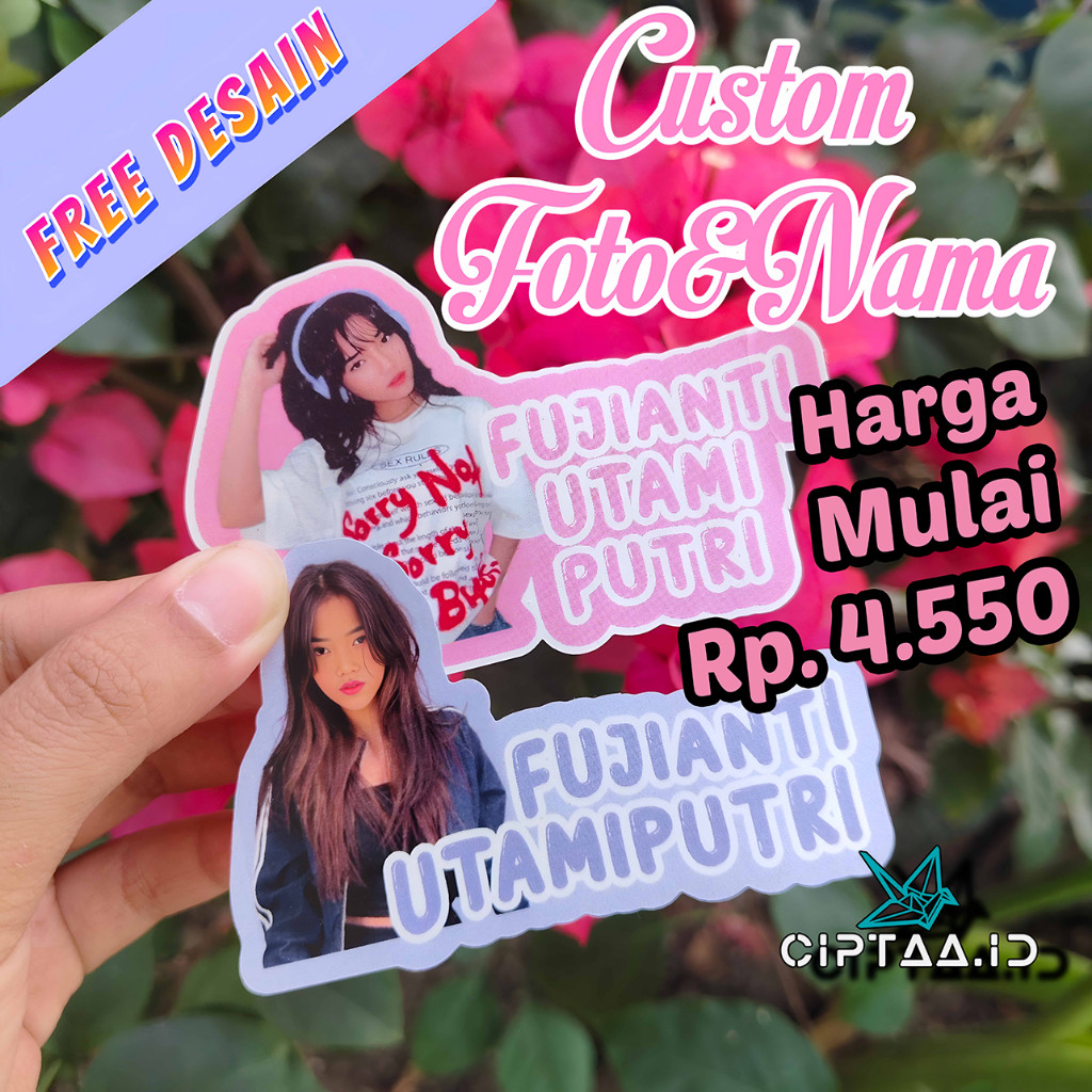 

STIKER CUSTOM NAMA DAN FOTO FREE DESAIN WATERPROOF