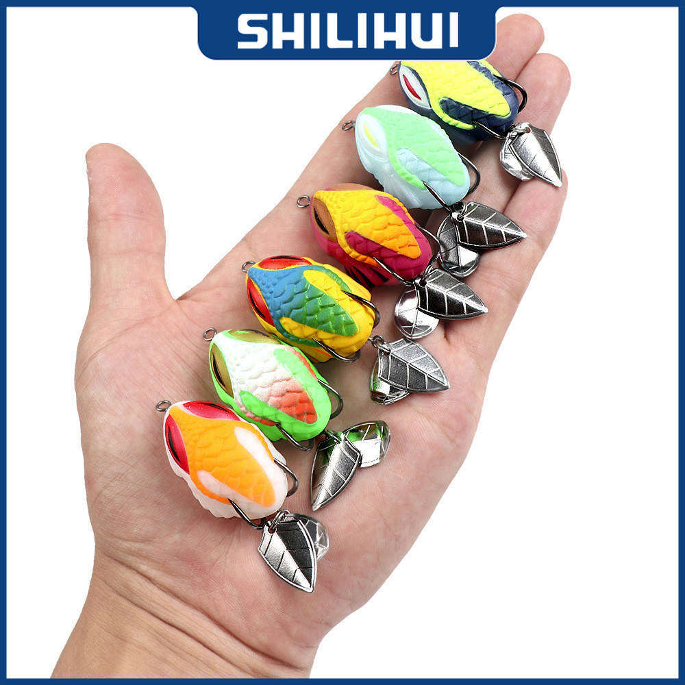 SHILIHUI Soft Frog Rasa Jaws 3d 3.5cm 7g Double Blade Jump Frog Thailand Umpan Casting Bufo Berisik 