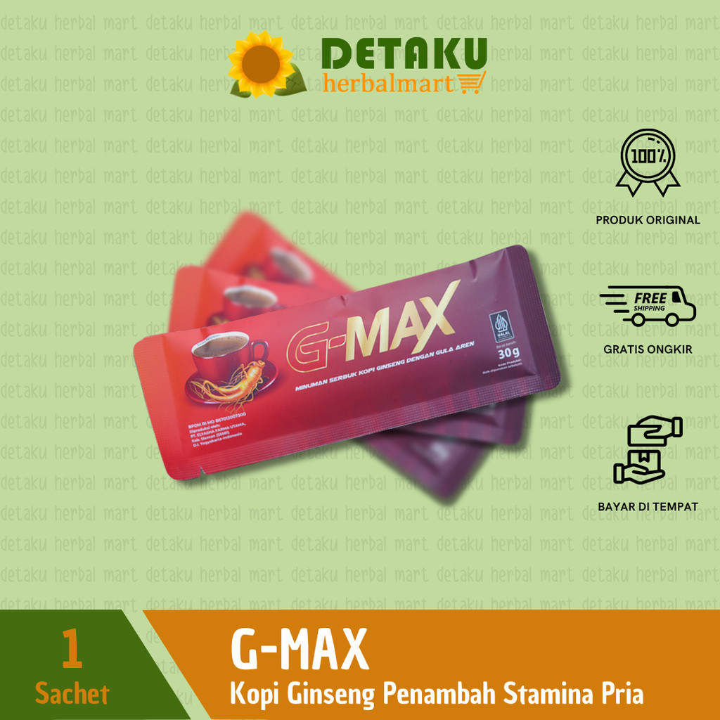 

Kopi Pria Tahan Lama G-MAX Ginseng Coffee Penambah Stamina 1 Sachet