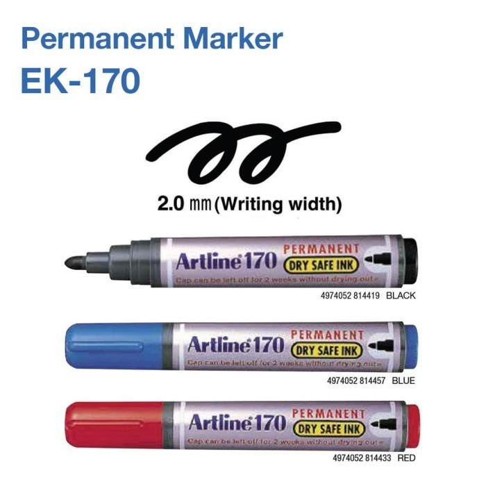 

Spidol Artline EK-170 Permanent Marker Dry Safe - Hitam
