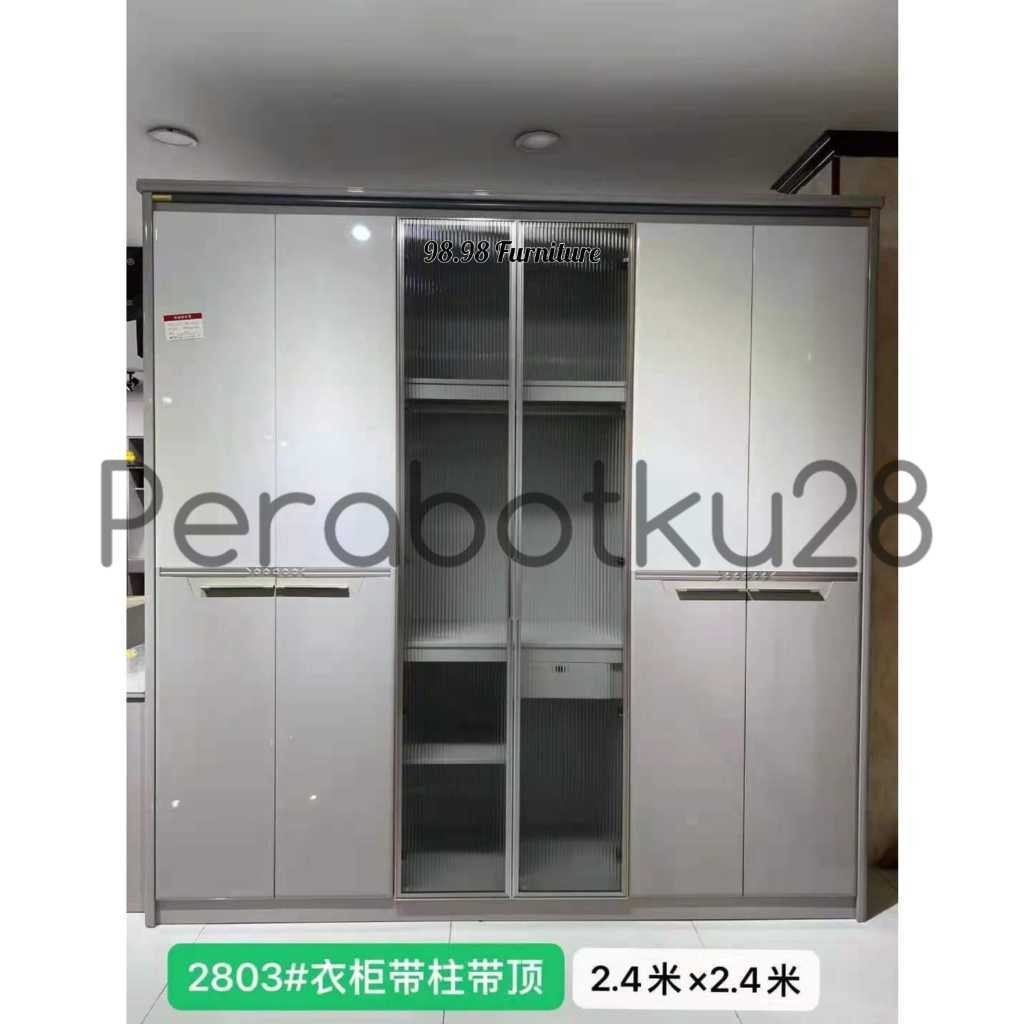 [PERABOTKU28} Lemari Pakaian Import 6 Pintu - Lemari Baju Mix Pintu Kaca - Medan