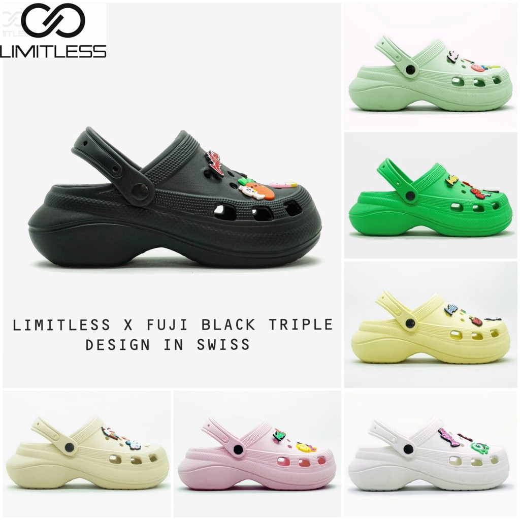 Limitless - Sandal Fuji Wanita Wedges Platfrom Kekinian Sendal Cewe Terbaru Lucu Sandal Baim