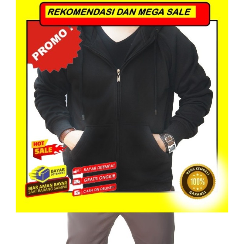 Rekomendasi Original PROMO JAKET POLOS HITAM HOODIE JACKET SWEATER POLOSAN MURAH TERMURAH terlaris