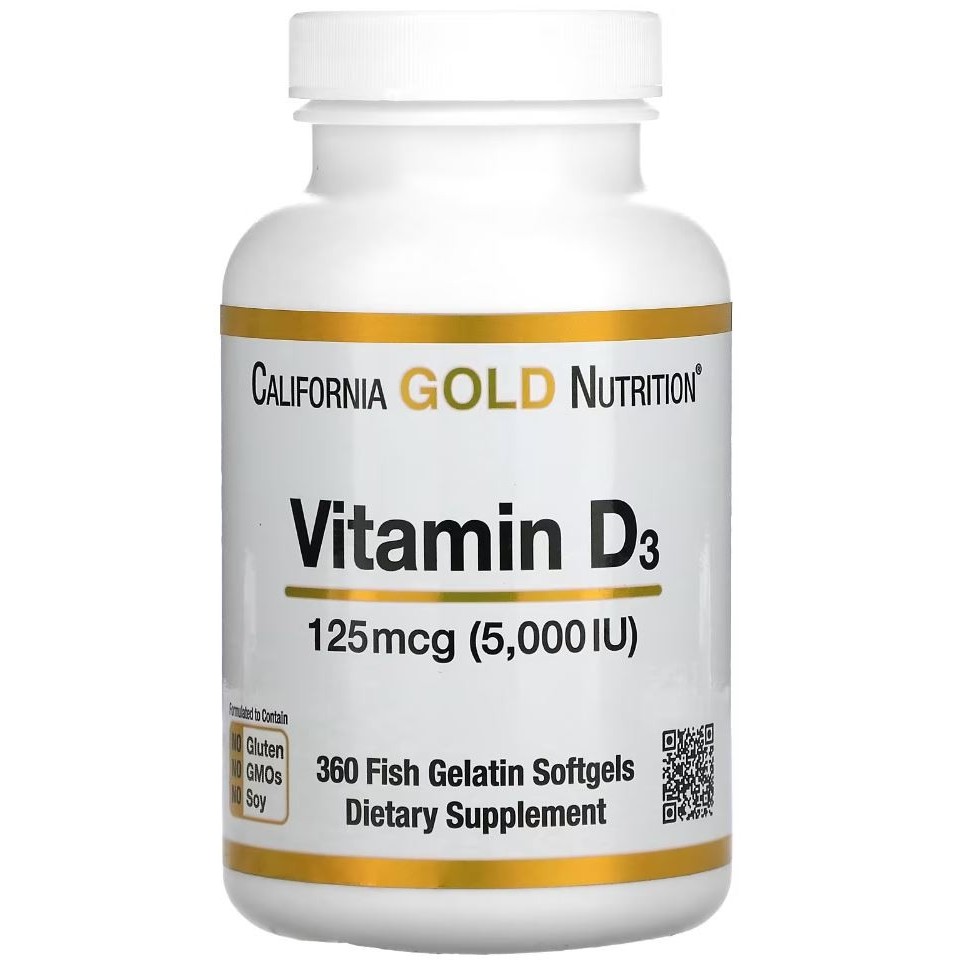 California Gold Vitamin D3 5000 IU D 3 5000IU 90 / 360 softgels USA - 90 softgels