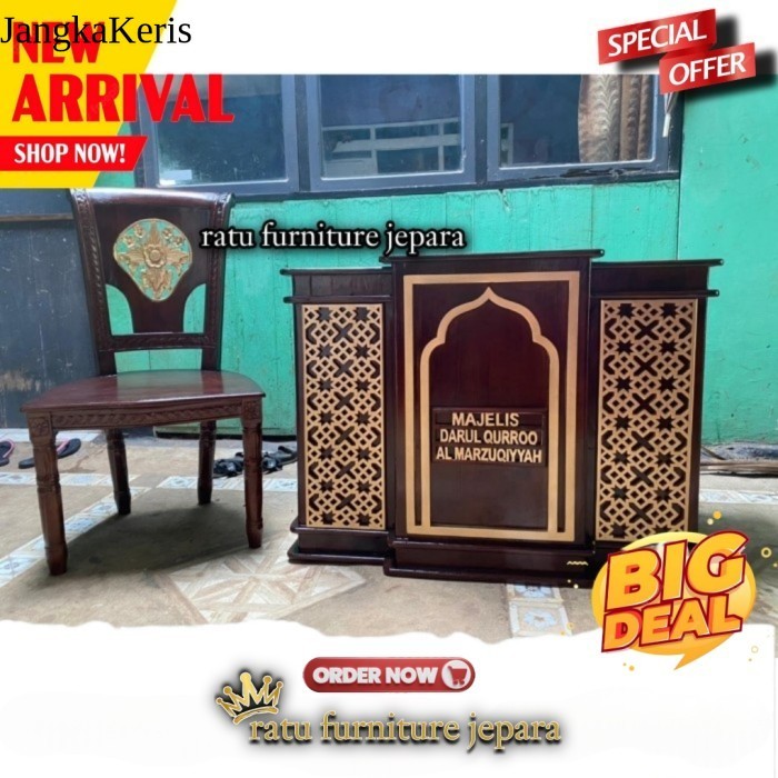 mimbar podium majlis pengajian jati dan kursi free ongkir