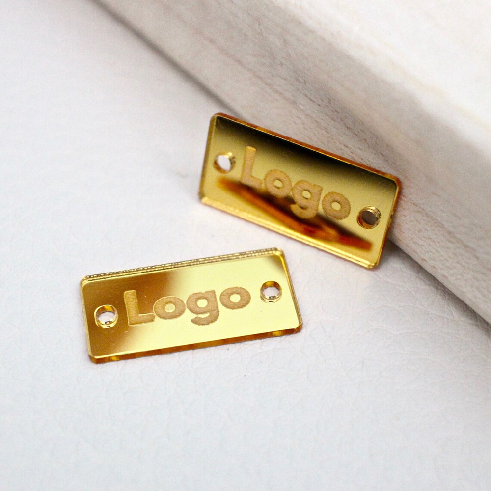 

20/50/100Pcs Personalized Tag Engraved Mirror Acrylic Handmade Hand Made Clothing Tag Decoration Custom Manual Labels Logo
