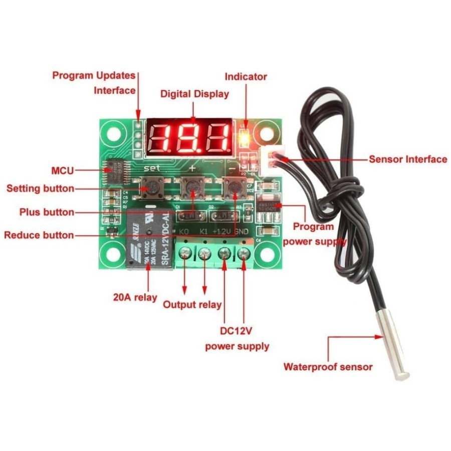 Digital Thermostat W1209 Modul Termostat Pengatur Suhu
