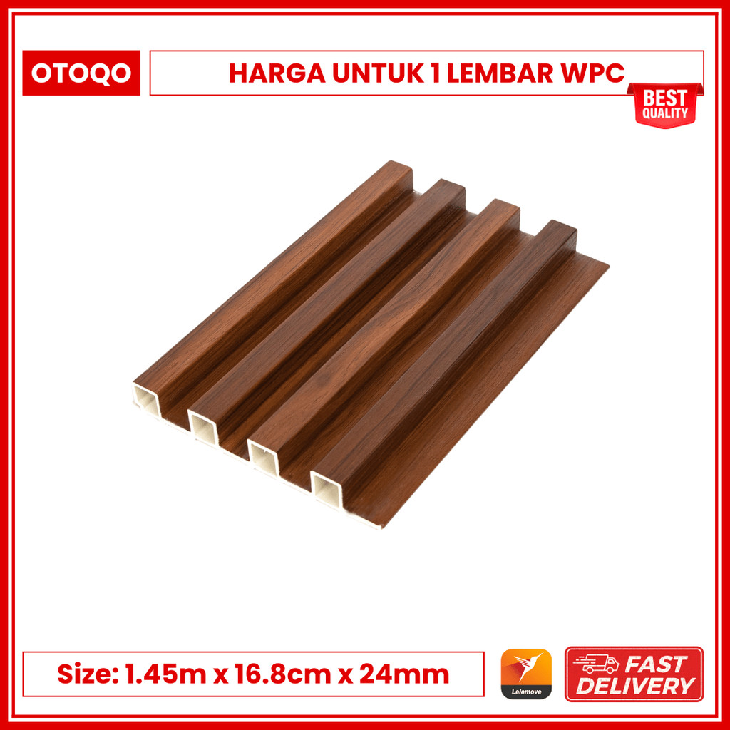 Walnut Fluted Wall Panel WPC / Wallpanel Kotak / Wallpanel Dinding / Wood PVC Panel Motif Kayu