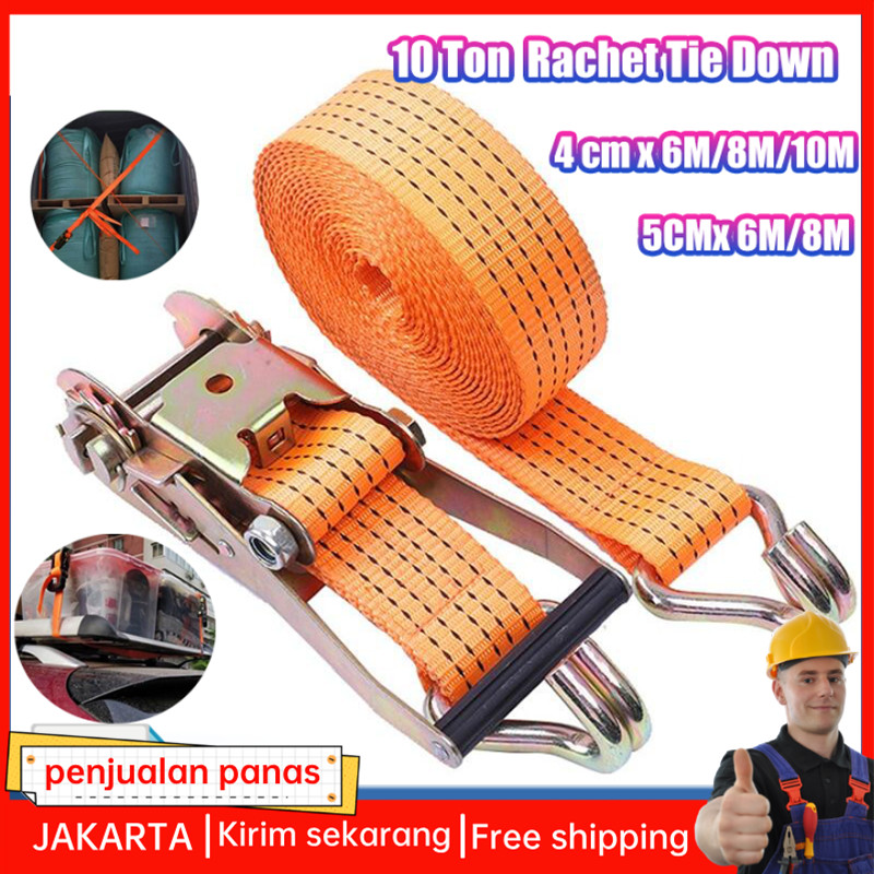 5cmX 6/8/10 meter/ 4cm x 4/6/8/10 meter Tali pengikat Barang motor/Ratchet tie down 10Ton tali pengi