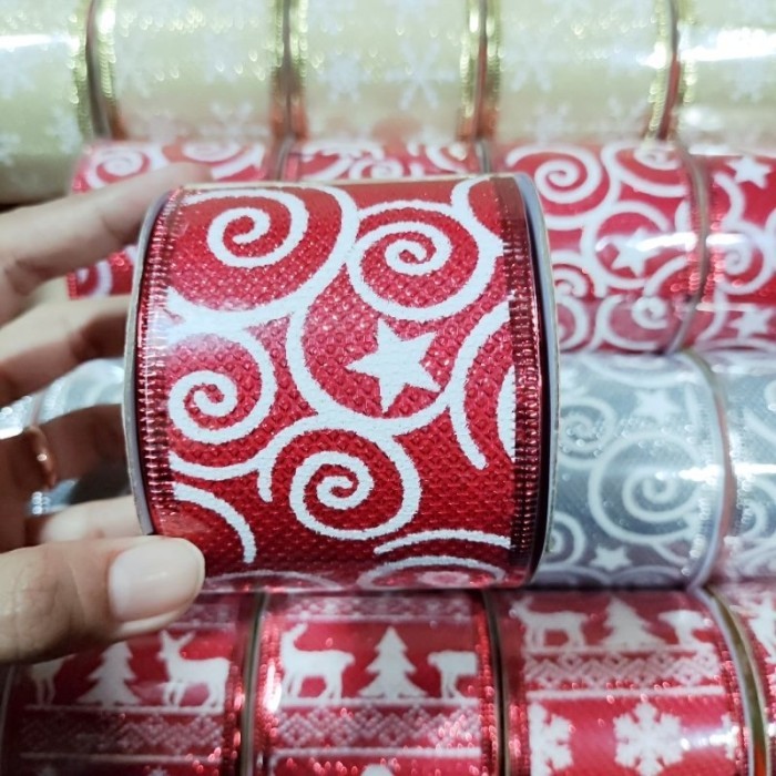 

Pita Natal Snowflake Rusa Spiral Pita Hiasan Kado Natal Pita Besar Dekorasi Pohon Christmas Ribbon Termurah - MOTIF C, PP 610