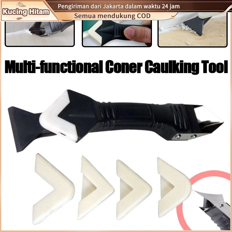 Alat Sekop Tiga-dalam-satu Alat Menambal Karet Silikon Lem Kaca Sudut Pengikis Sudut Sekop