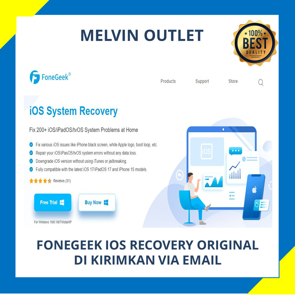 FONEGEEK IOS SYSTEM RECOVERY (LISENSI - ORIGINAL) UNTUK MEMPERBAIKI IPHONE ERROR - IPHONE | STUCK LO