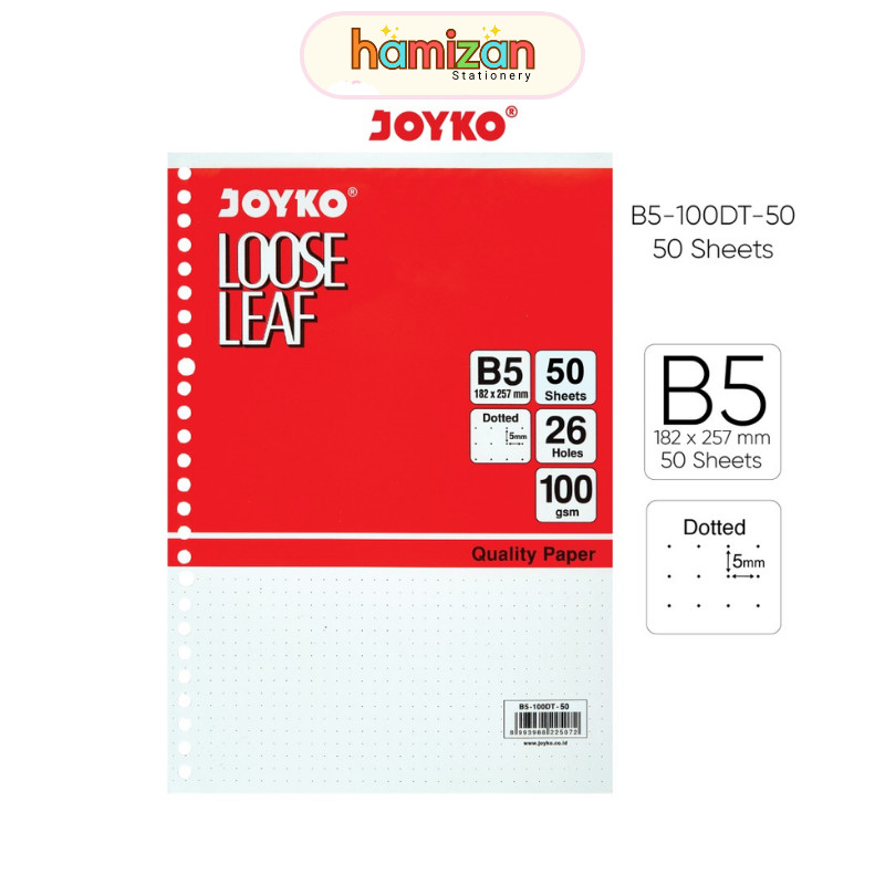 

Kertas Loose Leaf B5 50 Dotted / Dot / Bintik / Titik Joyko