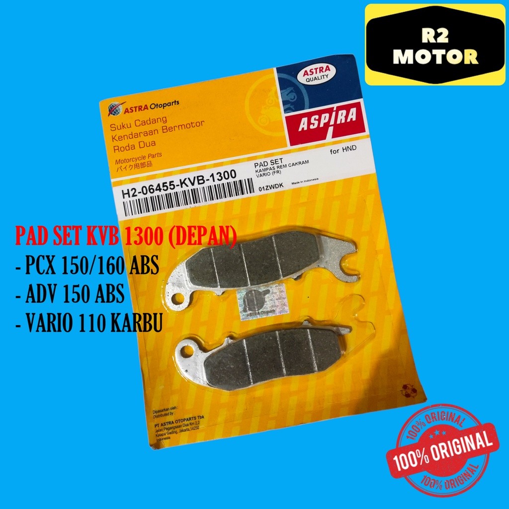 KAMPAS REM CAKRAM PAD SET DEPAN KVB 1300 PCX ADV CRF 150 160 ABS VARIO 110 KARBU ASPIRA
