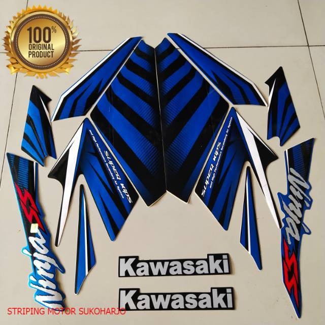 (ORI) striping kawasaki ninja ss 2014 2015 biru list body Kualitas original