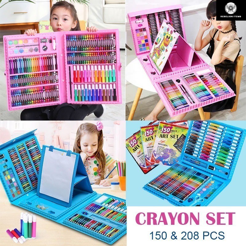 

Crayon Set Anak Pensil Warna 150pc 208pc Set Krayon Spidol Gambar Mewarnai Anak