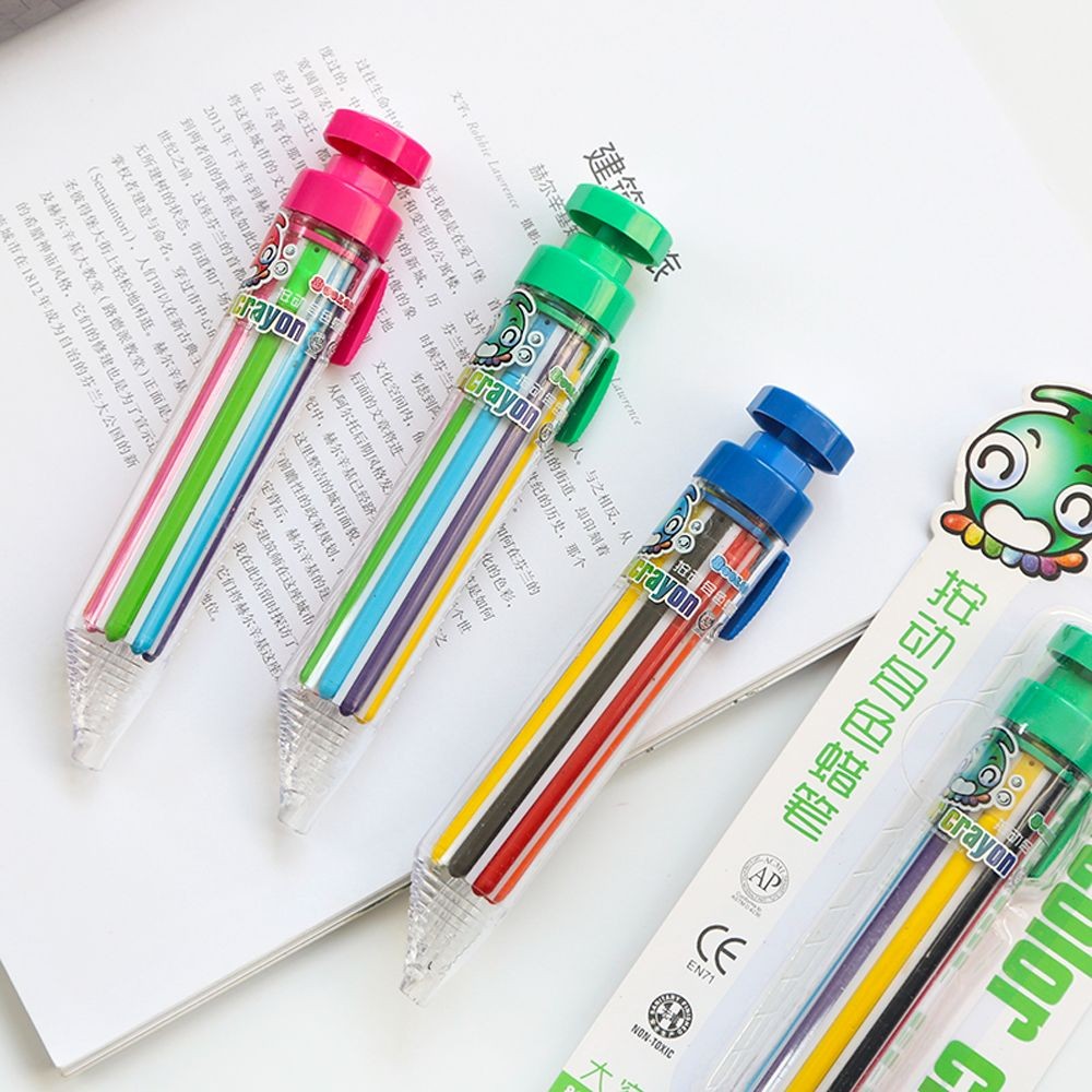 

8in1 Funny Graffiti Tool Painting Pens Children Push Style Highlighter Marker Pen Oil Pastel Multicolor Crayons Colored Pencil