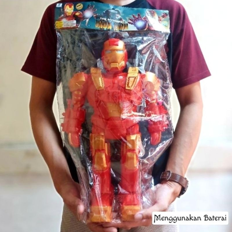 Promo Mainan Robot Ironman Uk Jumbo Lampu dan Suara - Figure Iron Man Besar Anak Laki Cowok Murah