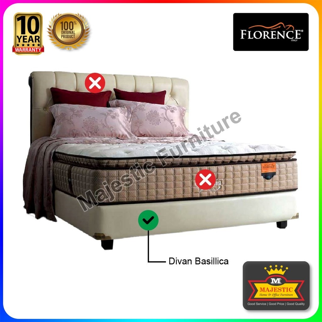 Divan Florence Basillica - 100/120/160/180/200 - Jogja (Tinggi Divan 23 cm, Tinggi Kaki 10 cm)