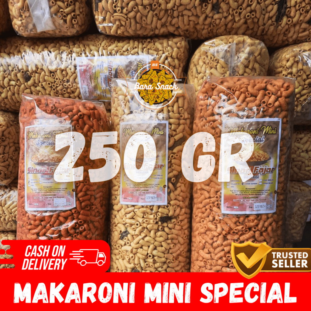 

[ 250gr ] Makaroni Mini Spesial Cap Sinar Fajar / Kerupuk Makroni Premium / Camilan Snack Kiloan Murah