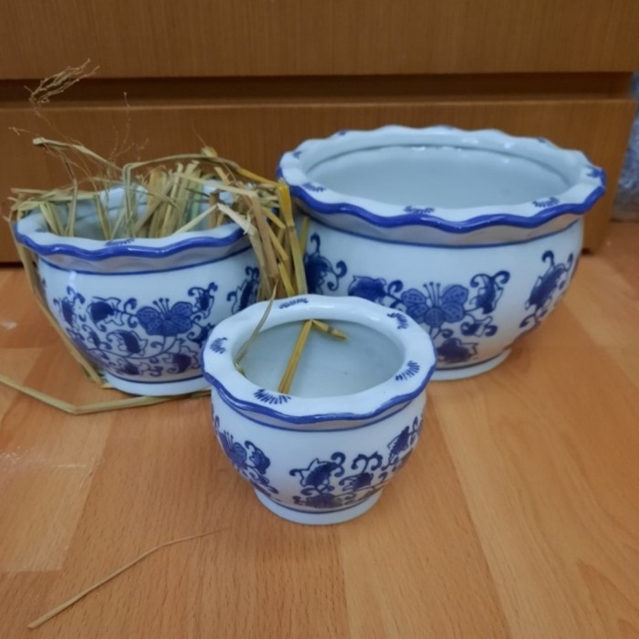 Pot Tanaman Keramik Set 3 Model Bulat